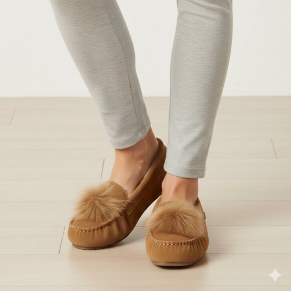 BEARPAW Erika Suede Sheepskin Cozy Moccasin Women 9W - New With Box